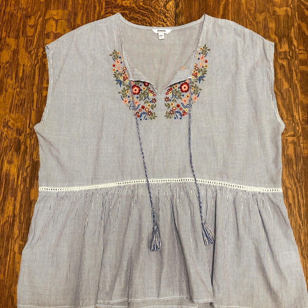 Embroidered Peplum Top
